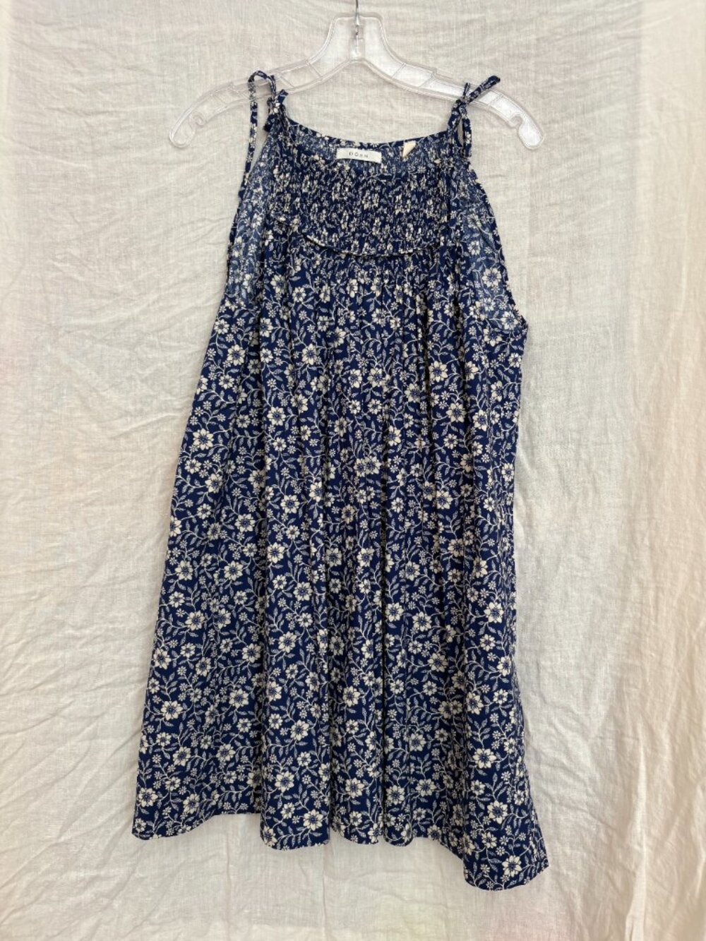 Doen "Marjorie" Mini Dress in Blue Jessamine Floral Calico